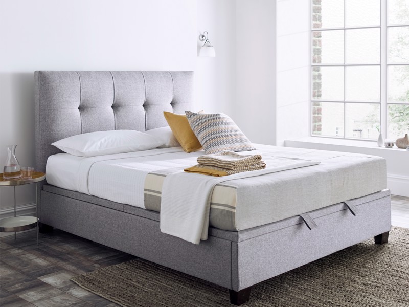 Land Of Beds Jefferson Marbella Grey Fabric Ottoman Bed | Land of Beds