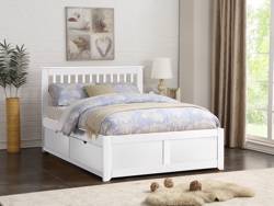 Land Of Beds Pentre Fixed Drawer White Wooden Bed Frame
