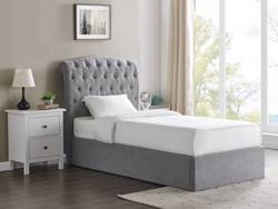 Land Of Beds Bridgerton Light Grey Fabric Single Ottoman Bed