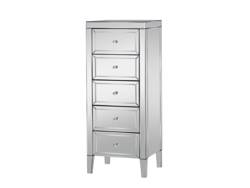 Land Of Beds Vesta Mirrored 5 Drawer Narrow Chest of Drawers