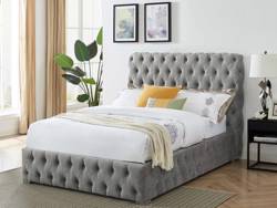 Land Of Beds Mayfair Silver Fabric King Size Ottoman Bed