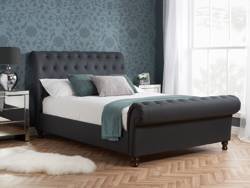 Land Of Beds Alexandra Charcoal Fabric Bed Frame