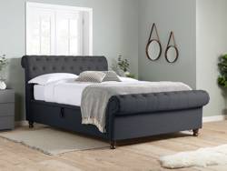 Land Of Beds Alexandra Charcoal Fabric Side Opening Ottoman Bed