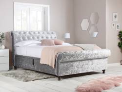 Land Of Beds Alexandra Grey Steel Fabric Side Opening Ottoman Bed