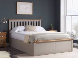 Land Of Beds Rhodes Pearl Grey Wooden Ottoman Bed