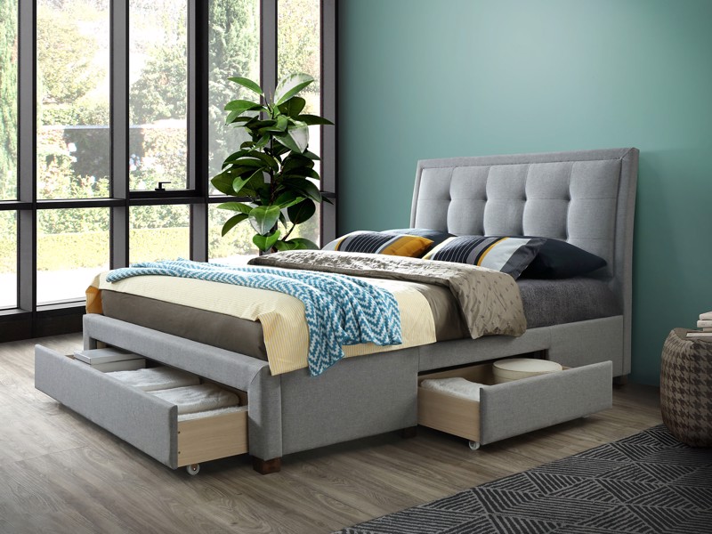 Land Of Beds Campbell Grey Fabric Bed Frame - Land of Beds