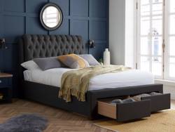 Land Of Beds Athens Charcoal Fabric Bed Frame