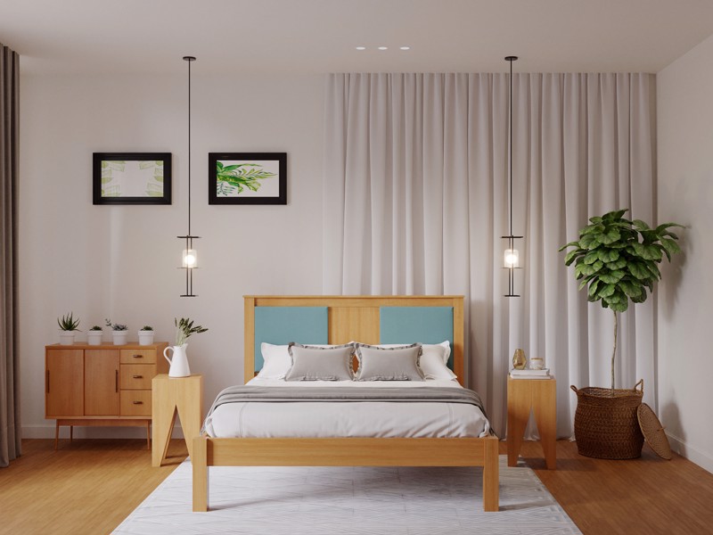 Land Of Beds Kara Oak Finish Wooden Bed Frame Land of Beds