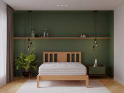 Land Of Beds Caspian Oak Finish Wooden Bed Frame