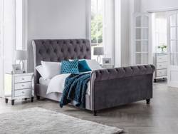 Land Of Beds Chandra Grey Fabric Bed Frame