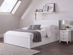 Land Of Beds Elara White Wooden Ottoman Bed