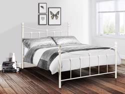 Land Of Beds Sloane Stone White Metal Double Bed Frame