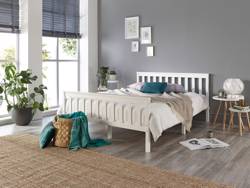 Land Of Beds Harper White Wooden Double Bed Frame