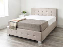 Land Of Beds Lola Beige Fabric Single Ottoman Bed