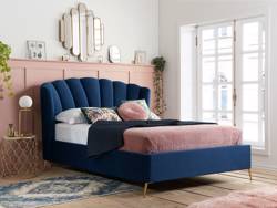 Land Of Beds Nerissa Blue Fabric Ottoman Bed