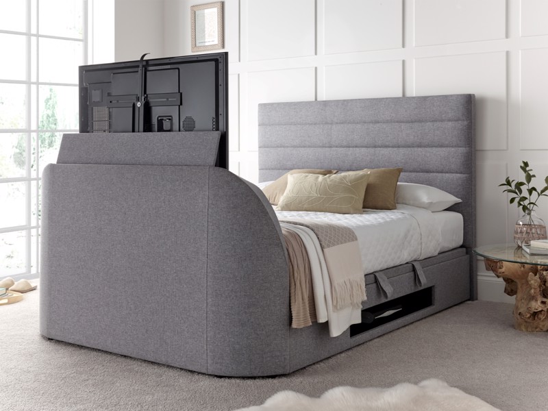 Land Of Beds Harding Marbella Grey Fabric TV Bed | Land of Beds