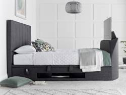 Land Of Beds Carter Slate Fabric TV Double Ottoman Bed