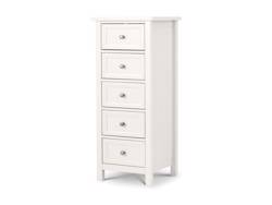 Land Of Beds Bellatrix Surf White 5 Drawer Tall Chest of Drawers