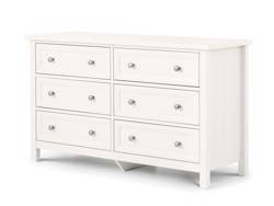 Land Of Beds Bellatrix Surf White 6 Drawer Wide Chest of Drawers