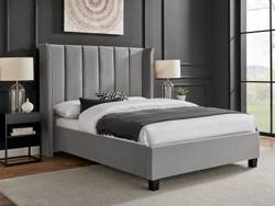 Land Of Beds Brimsley Silver Grey Fabric Double Bed Frame