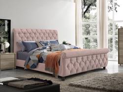 Land Of Beds Serena Pink Fabric King Size Bed Frame