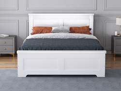 Land Of Beds Winton Fixed Drawer White Wooden Bed Frame