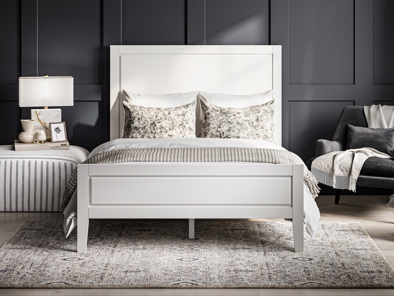 White wood bed frame queen hotsell